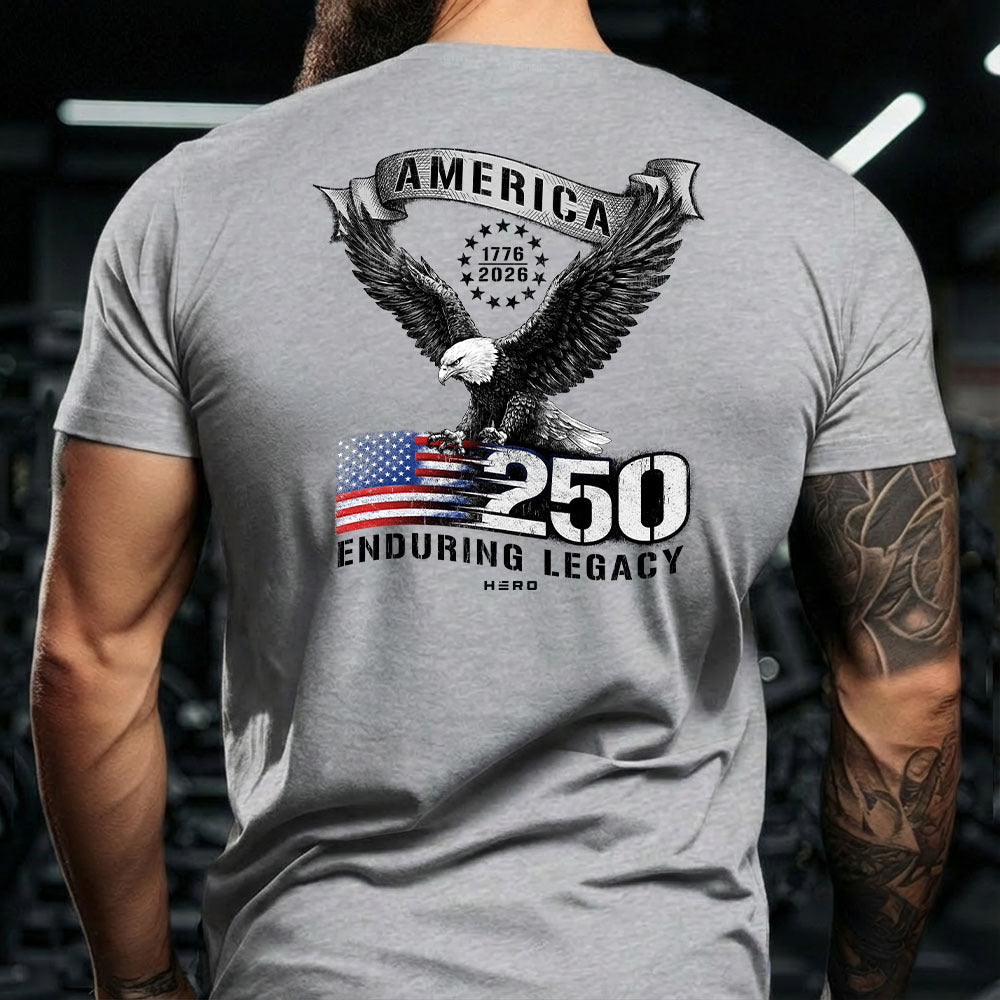 Hero Company Men's 250 Years Enduring Legacy Heather Grey Tee 