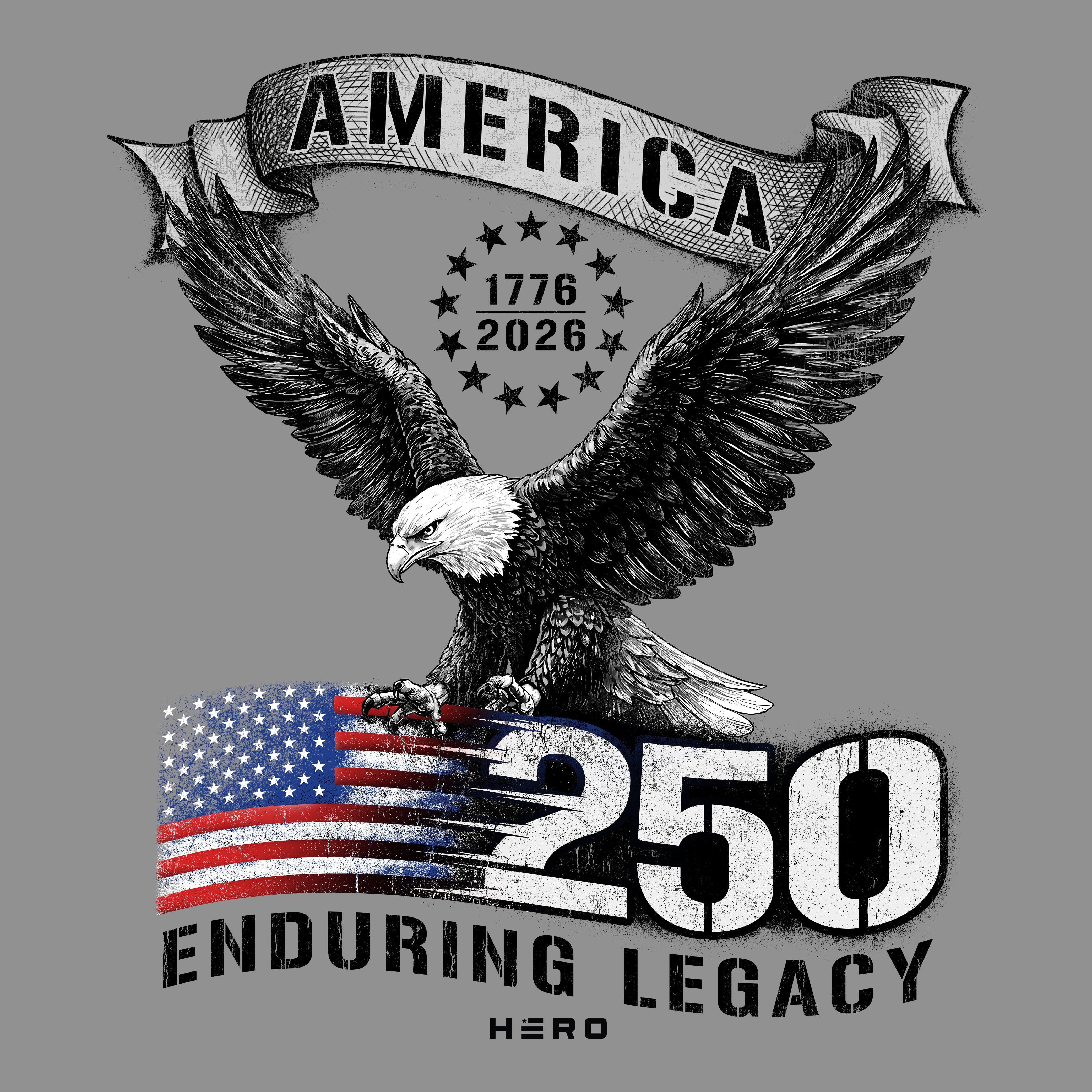 Hero Company Men's 250 Years Enduring Legacy Heather Grey Tee 