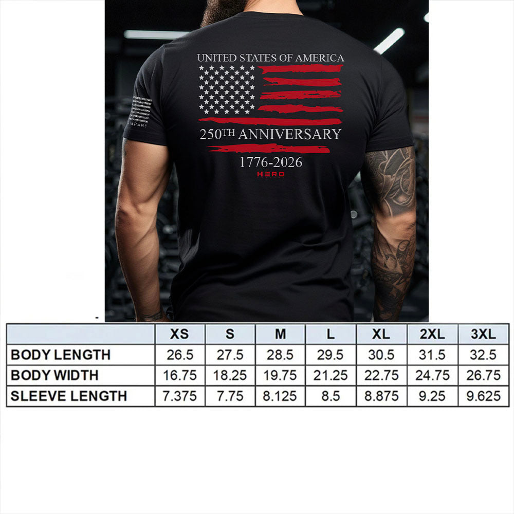 Hero Company Men's USA 250th Anniversary Black Tee 