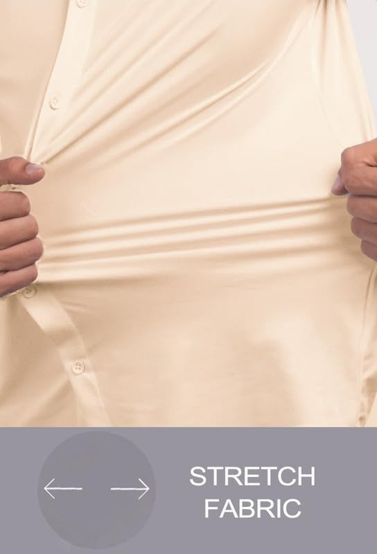 Men’s Muscle Fit Dress Shirts Athletic Slim Fit Short Sleeve Stretch Casual Button Down Shirt