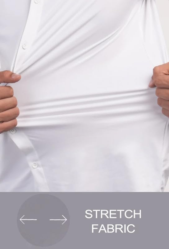 Men’s Muscle Fit Dress Shirts Athletic Slim Fit Short Sleeve Stretch Casual Button Down Shirt