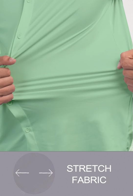 Men’s Muscle Fit Dress Shirts Athletic Slim Fit Short Sleeve Stretch Casual Button Down Shirt