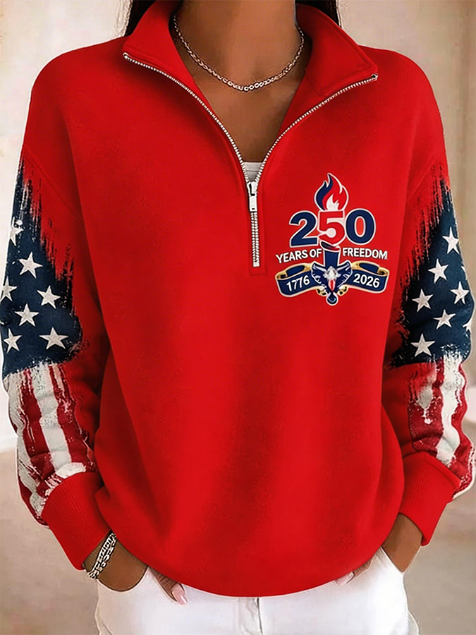 Women's Casual America Flag Print Sweatshirt