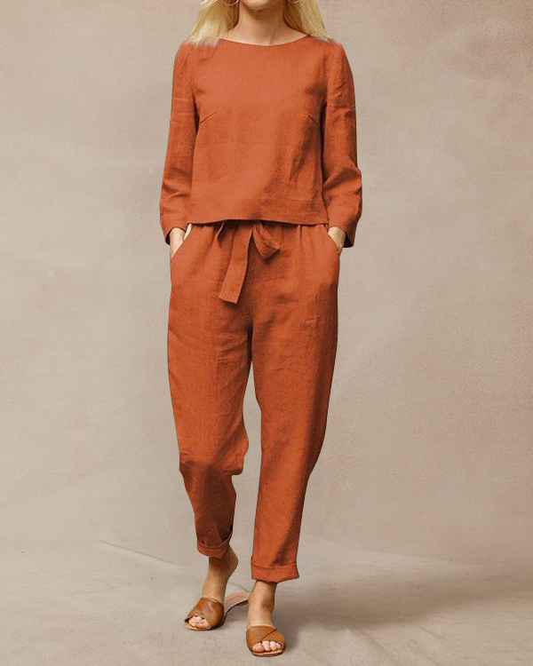 Women's Solid Color Fashion Leisure Suit Two-piece Set Suit