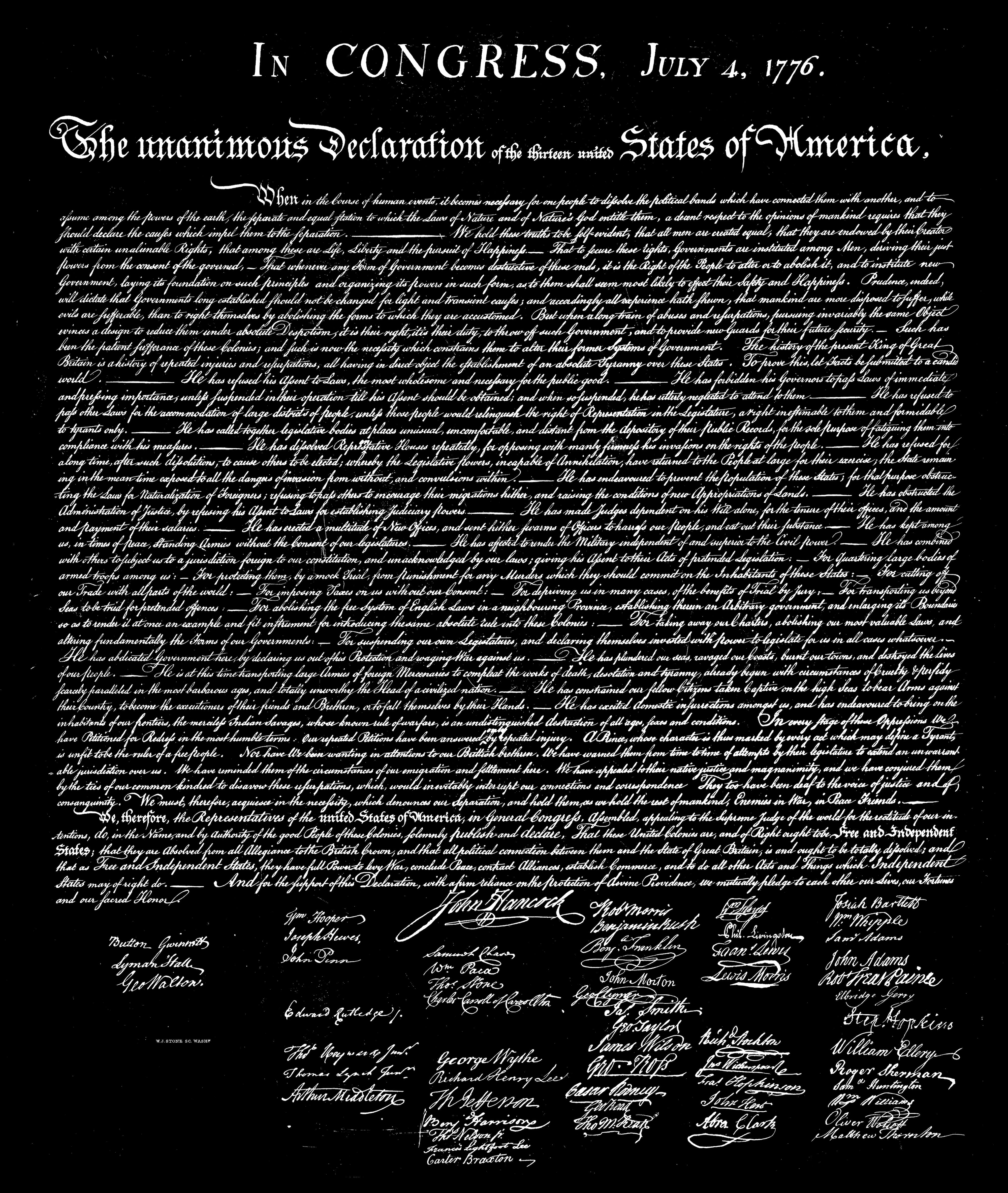 Hero Company Men's 250th Declaration Of Independence Black Tee 