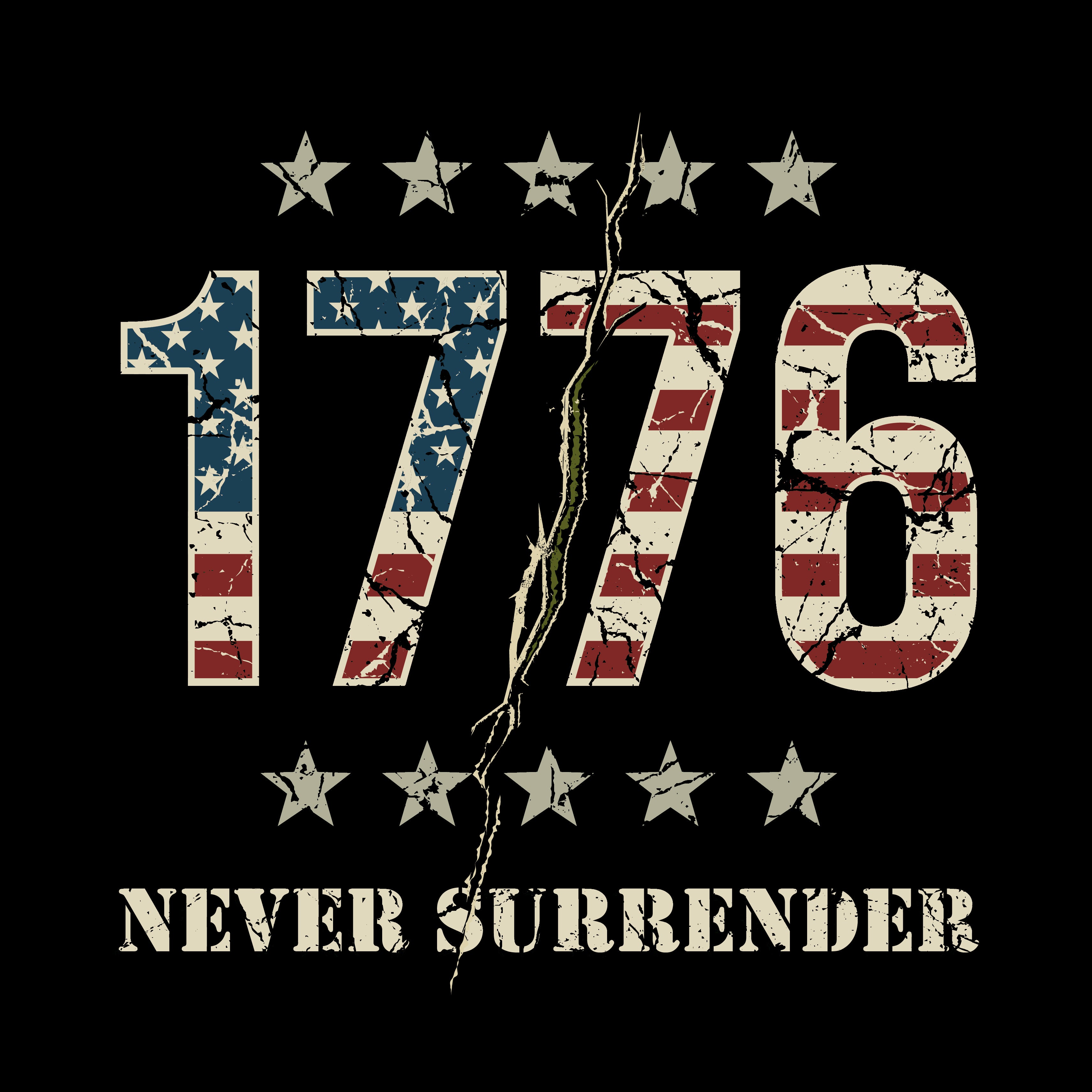Hero Company Men's 1776 Never Surrender Black Tee