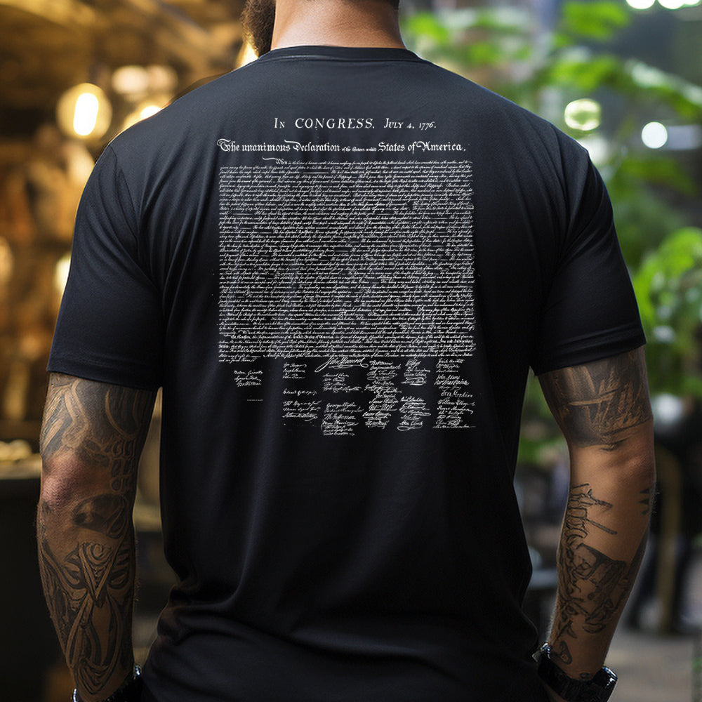 Hero Company Men's 250th Declaration Of Independence Black Tee 