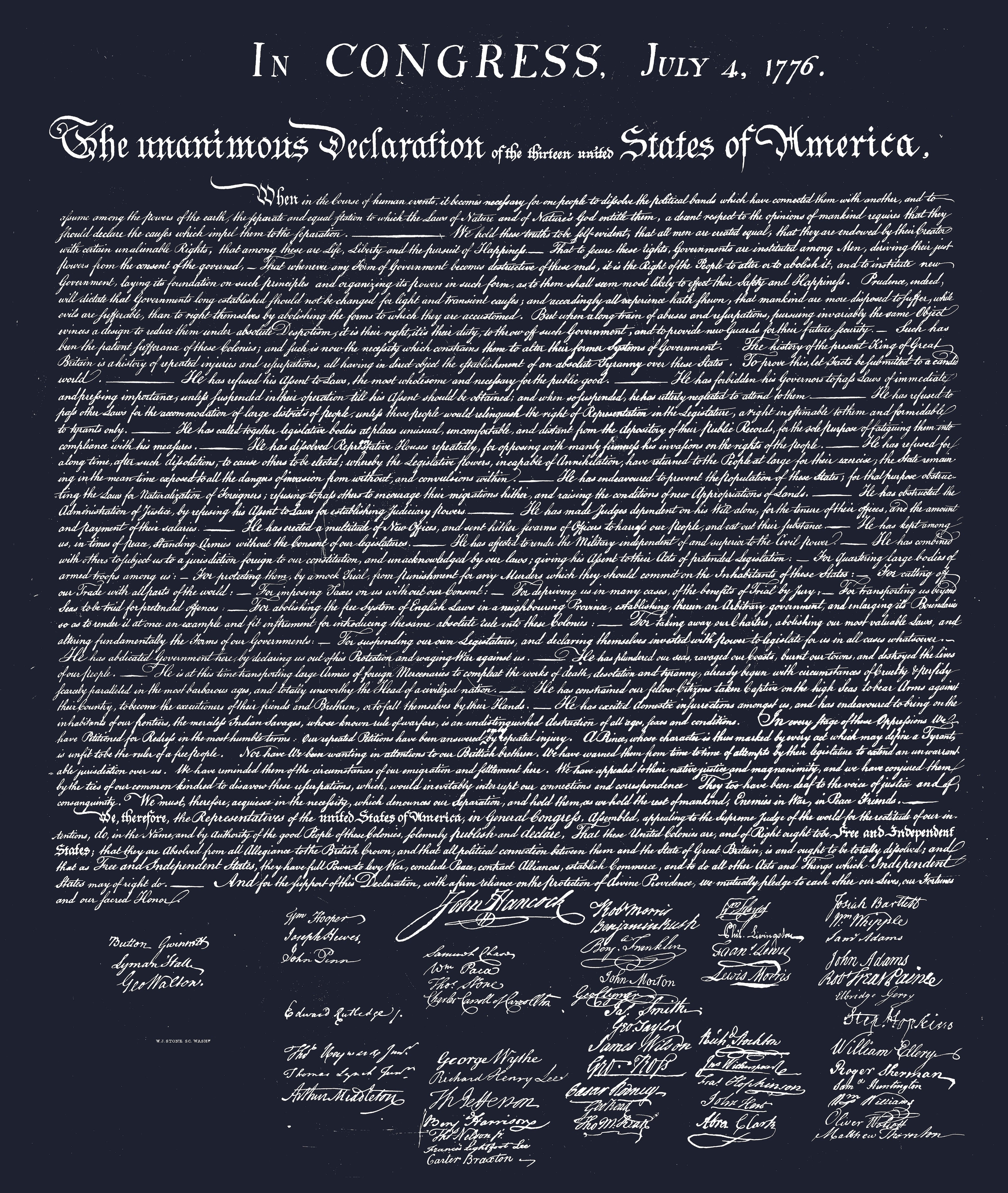 Hero Company Men's 250th Declaration Of Independence Navy Tee