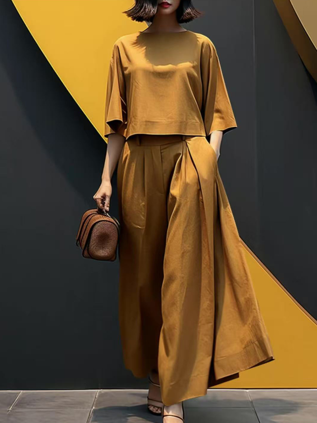 Fashion short-sleeved loose casual two-piece suit