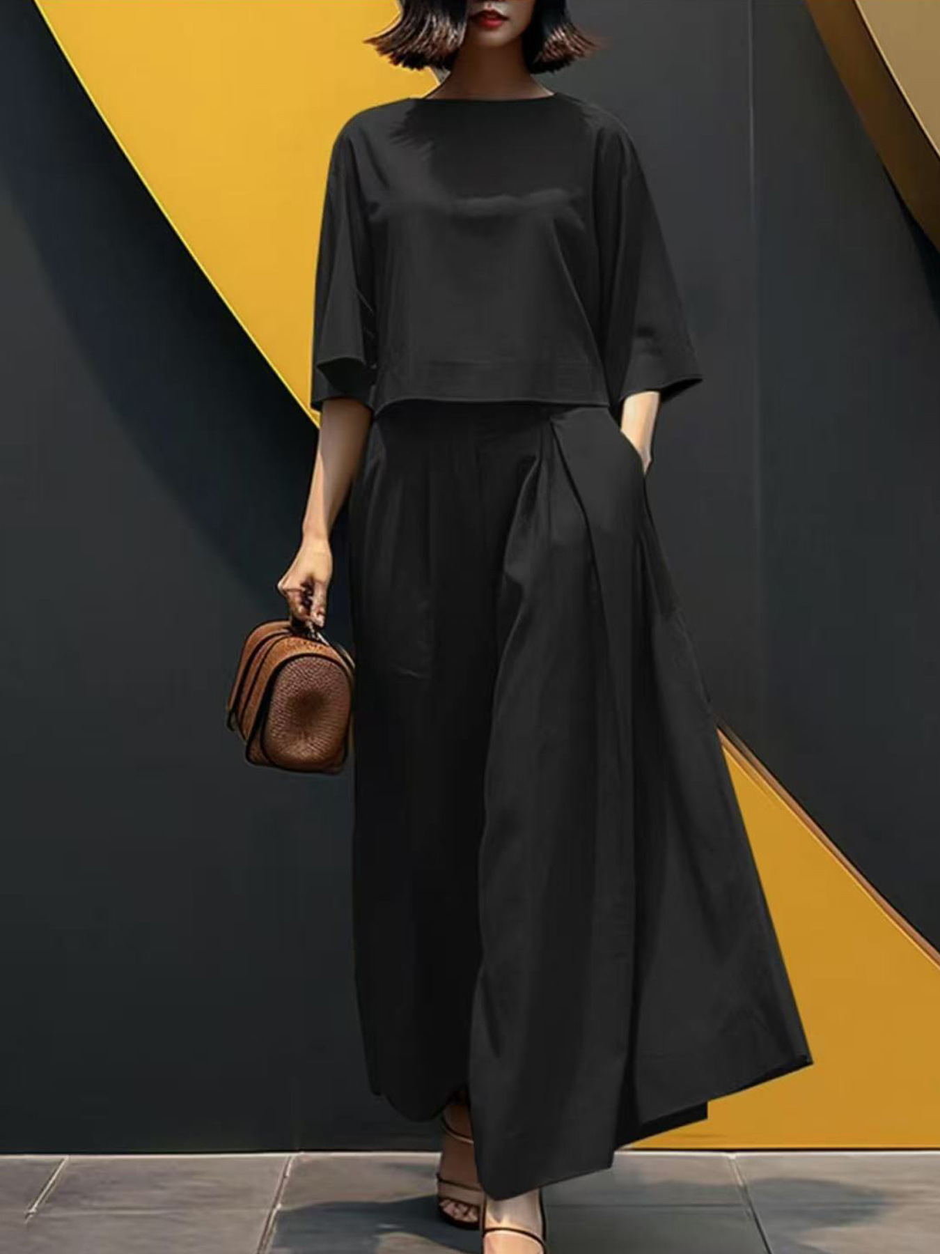 Fashion short-sleeved loose casual two-piece suit