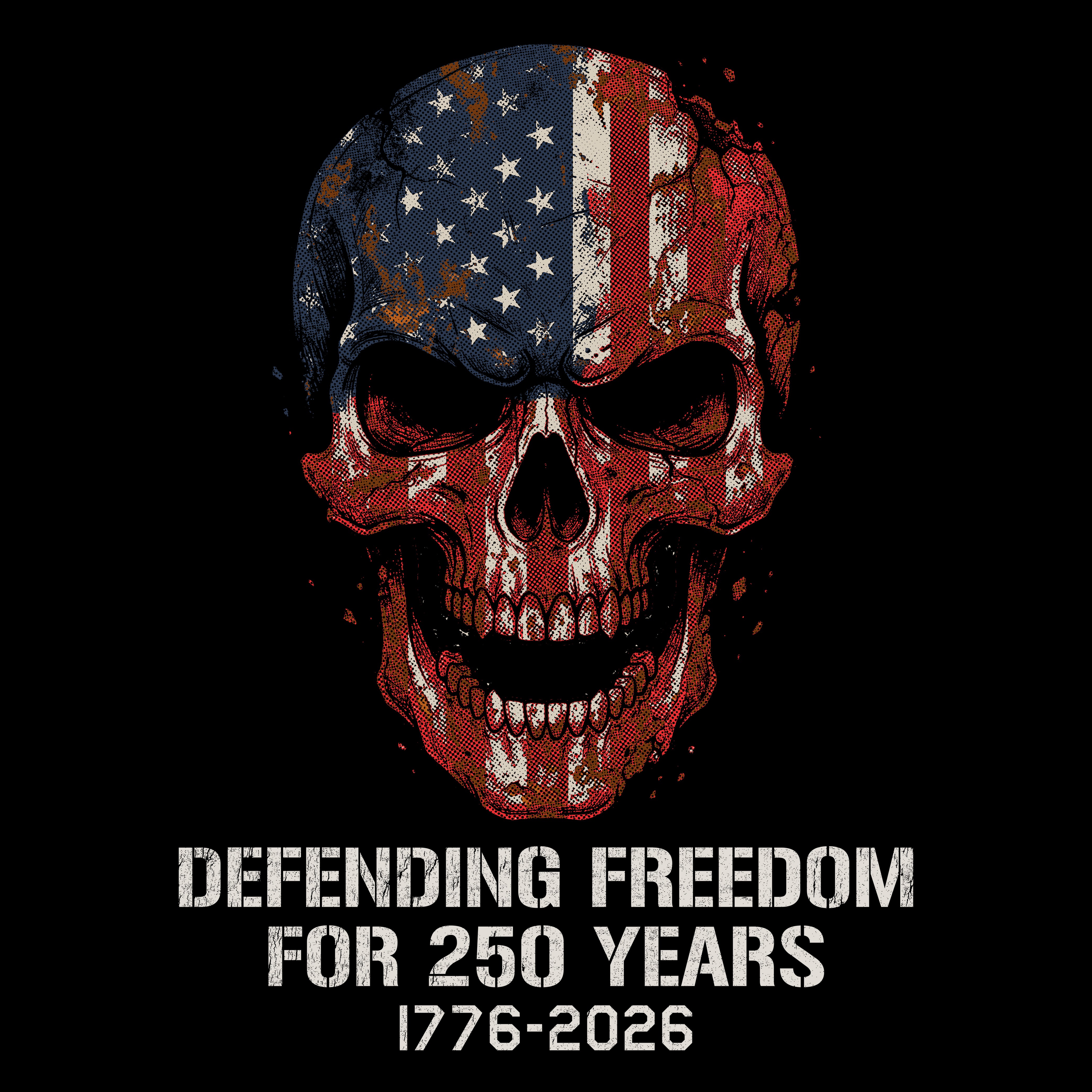 Hero Company Men's Defending Freedom For 250 Years Black Tee