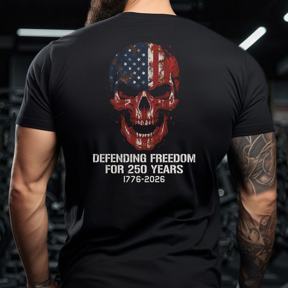 Hero Company Men's Defending Freedom For 250 Years Black Tee
