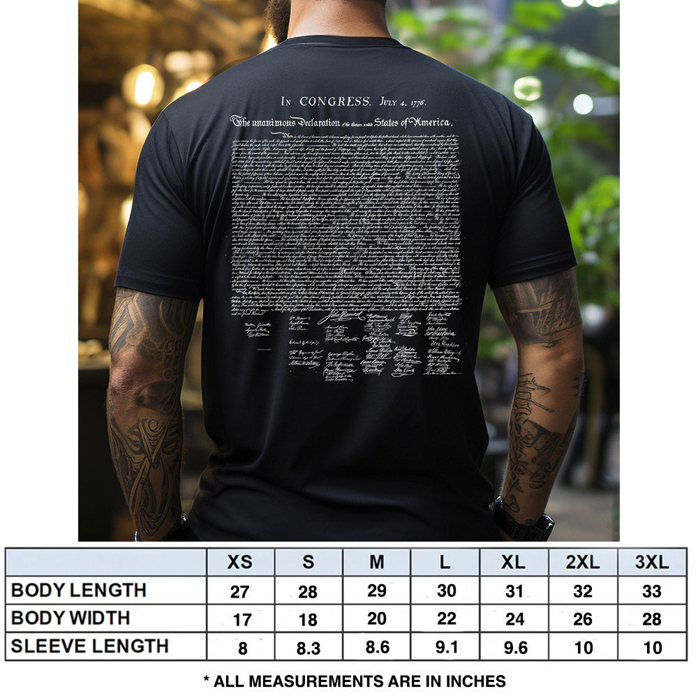 Hero Company Men's 250th Declaration Of Independence Black Tee 