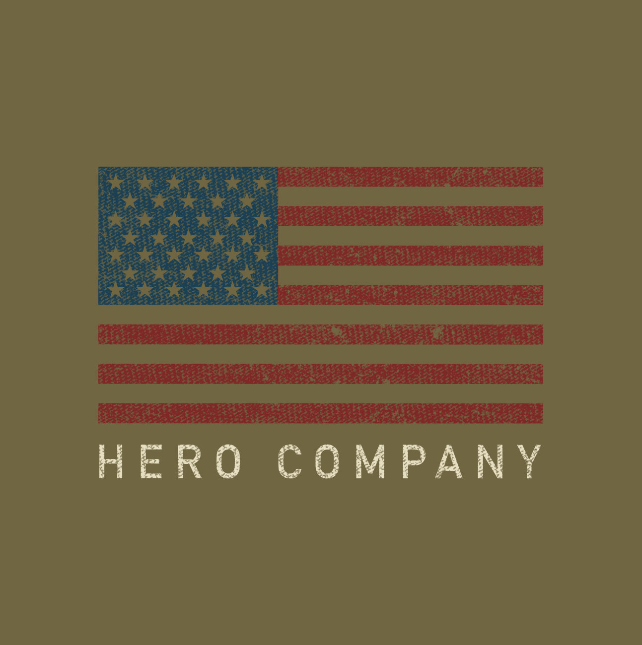 Hero Company Men's 1776 Never Surrender Military Green Tee 
