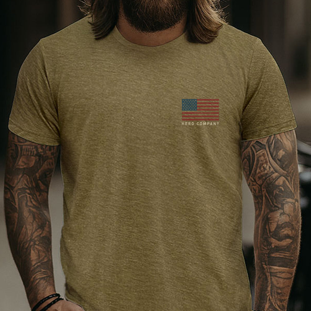 Hero Company Men's 1776 Never Surrender Military Green Tee 