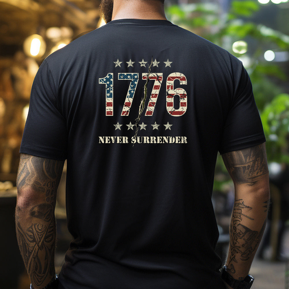 Hero Company Men's 1776 Never Surrender Black Tee