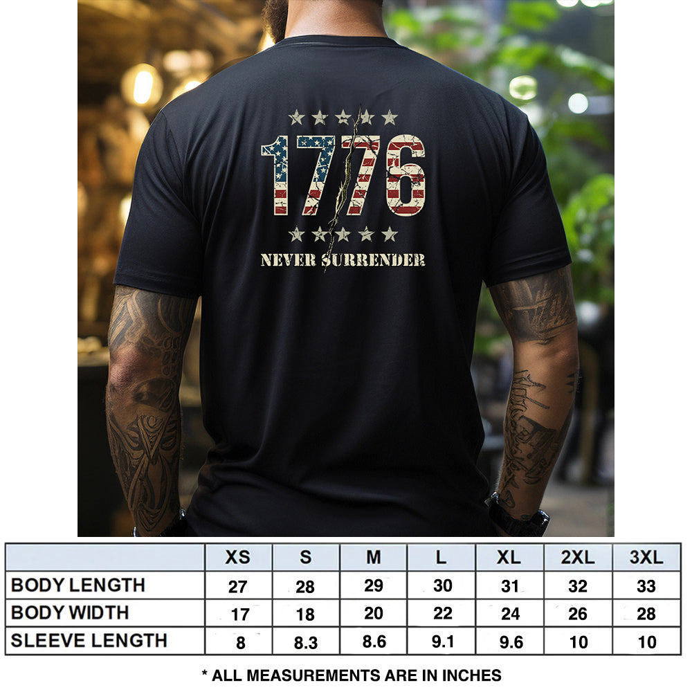 Hero Company Men's 1776 Never Surrender Black Tee