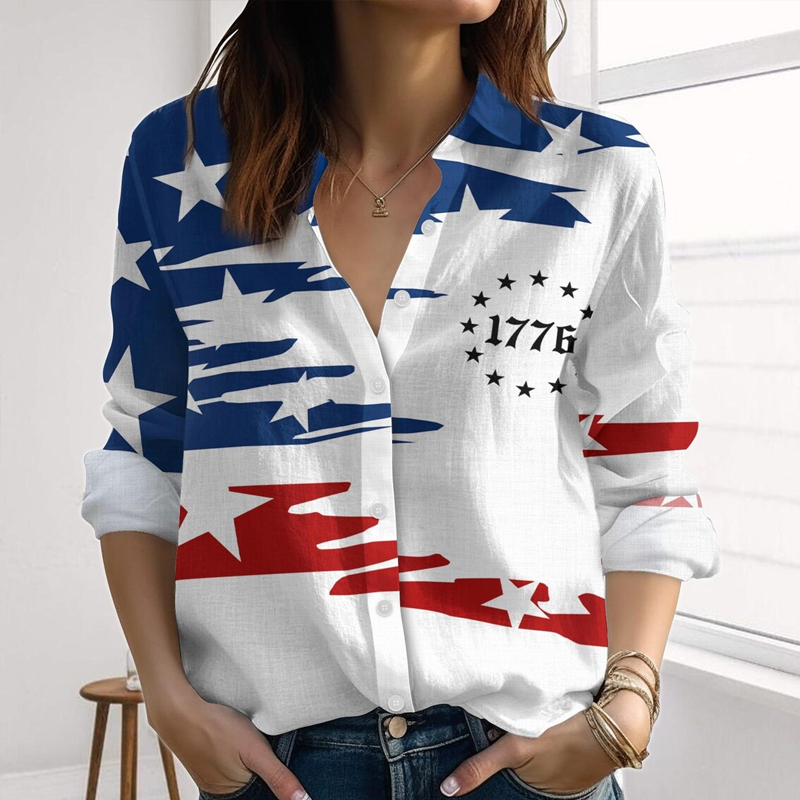 US 250th Anniversary Veterans Print Women's Shirt