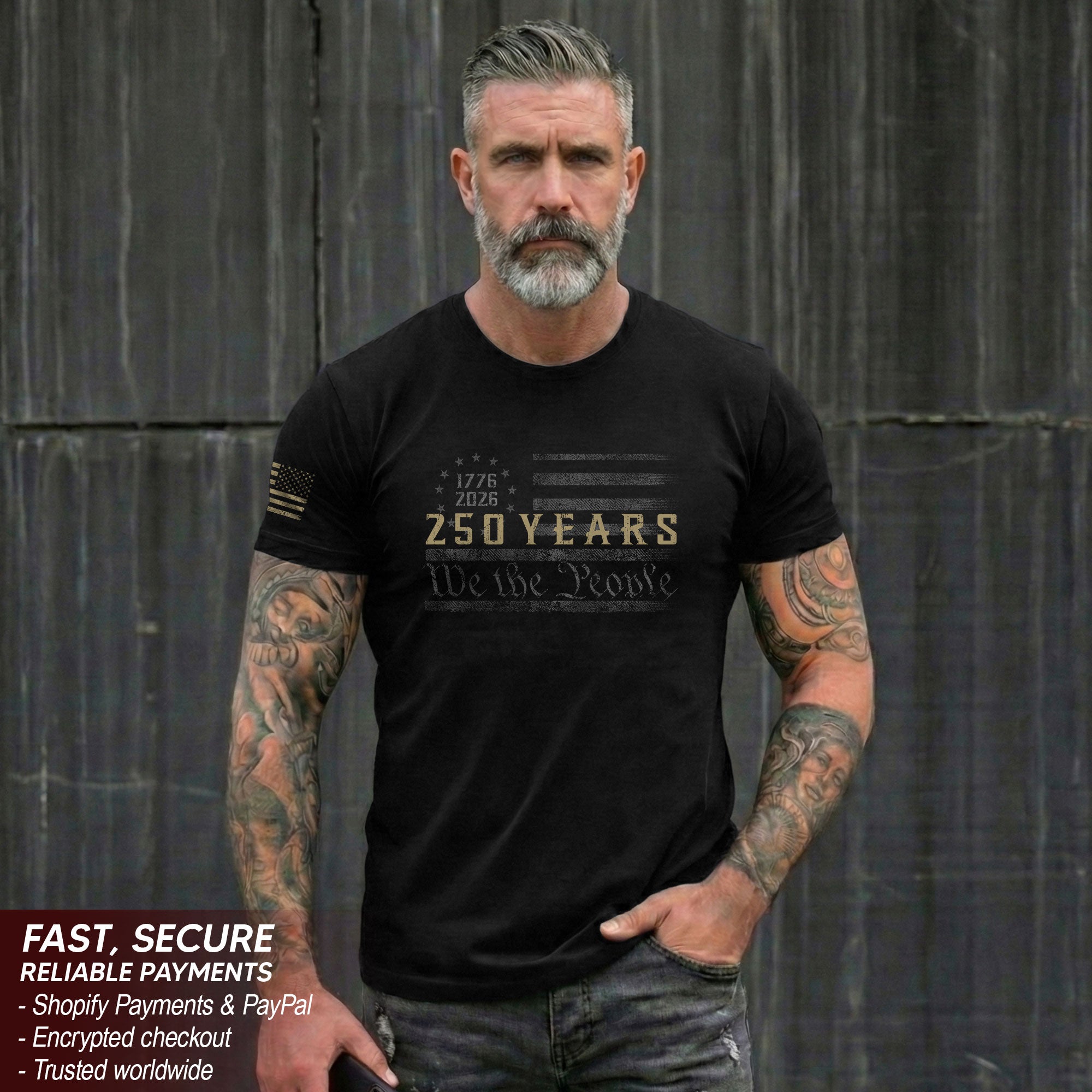 250 Years American Freedom T-Shirt – Minimal USA Flag 1776–2026 Tee
