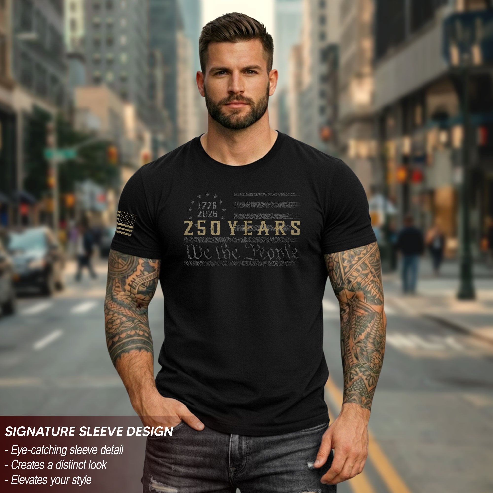 250 Years American Freedom T-Shirt – Minimal USA Flag 1776–2026 Tee