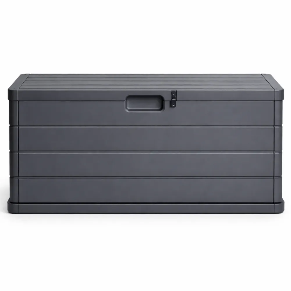 Coffre de jardin en résine 340 L effet bois, espace de rangement généreux, 118 x 59 x 57 cm-Furnispaceco