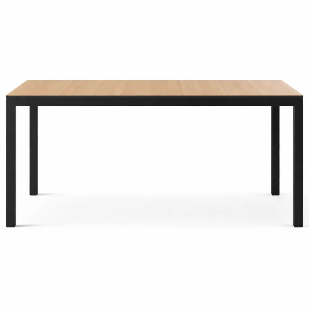 Table de Jardin Extérieure pour 6 Personnes, Aluminium et Bois Naturel, 140 x 90 x 74 cm-Furnispaceco