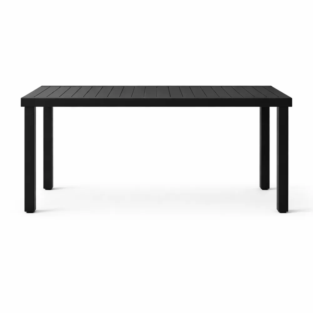 Table de Jardin Extérieure pour 6 Convives, Aluminium Noir, Dimensions 140 x 90 x 74 cm-Furnispaceco