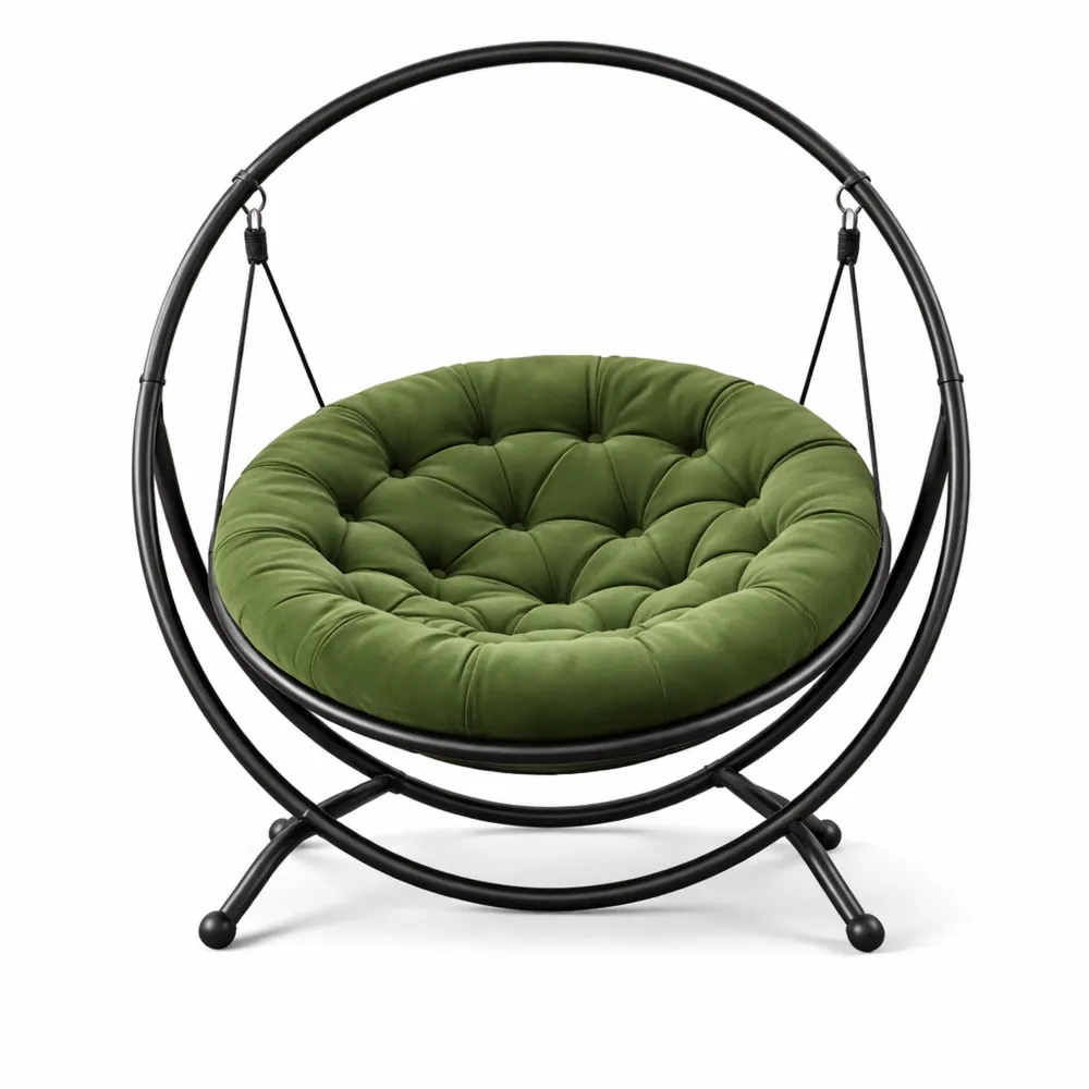 Chaise hamac d'intérieur et extérieur avec coussin et poche latérale, supporte jusqu'à 150 kg-Furnispaceco