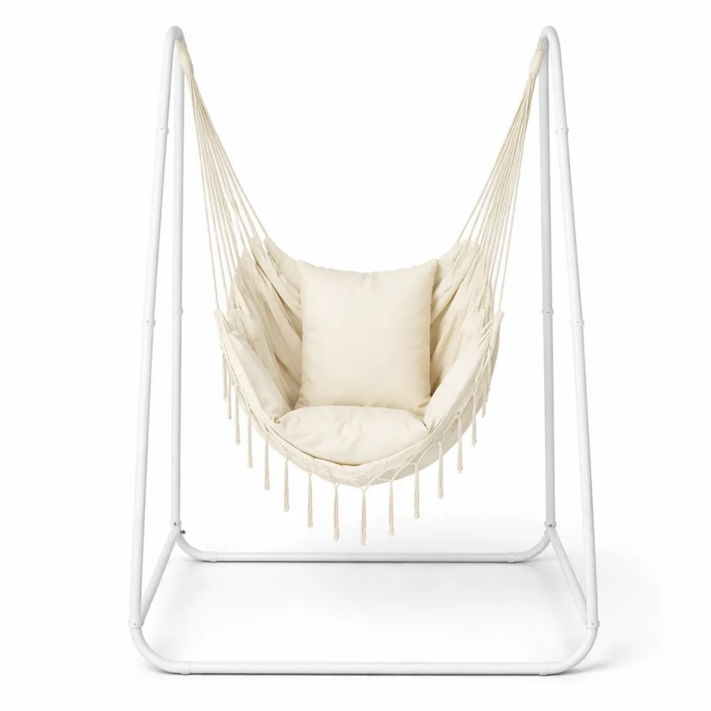 Chaise Relaxante Suspendue avec Support en Acier, Capacité 100 kg, Utilisation Intérieure et Extérieure-Furnispaceco