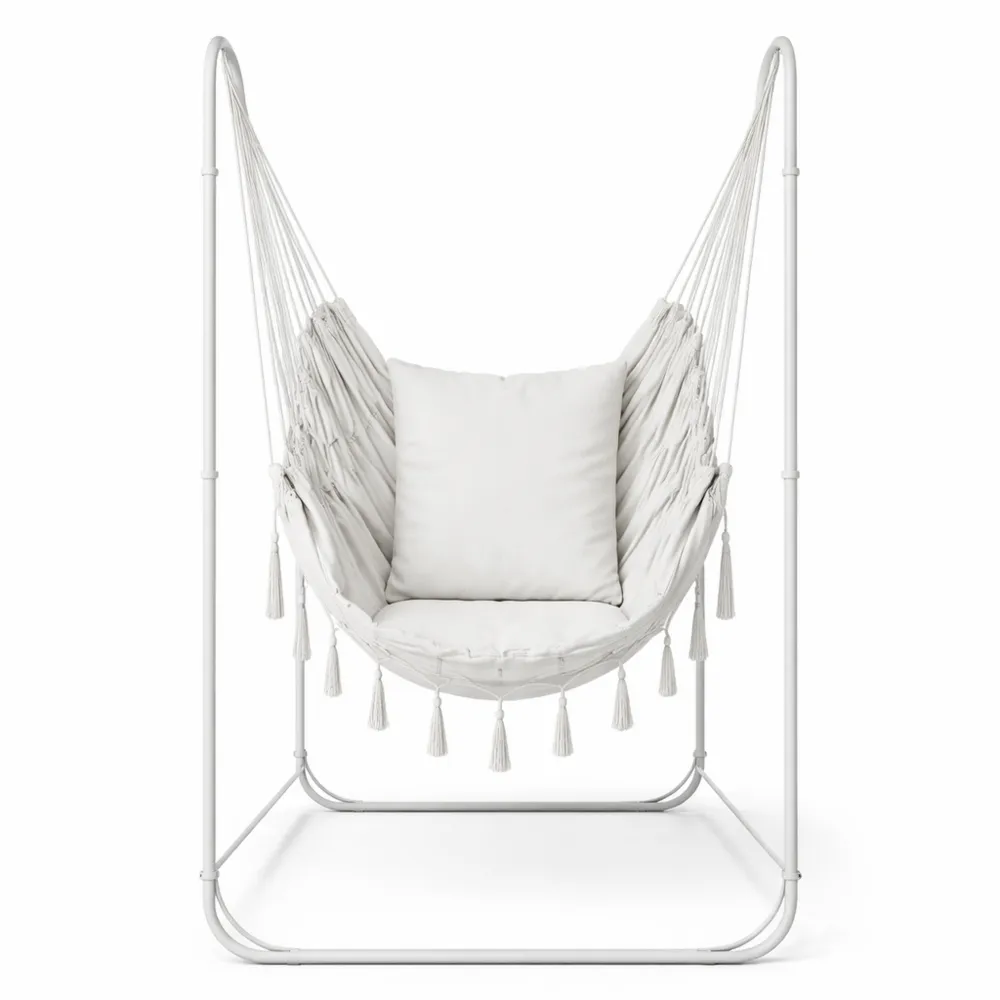 Chaise Hamac Robuste avec Support Intérieur/Extérieur, Base Stable, Capacité 100 kg, Montage Simple - Gris-Furnispaceco