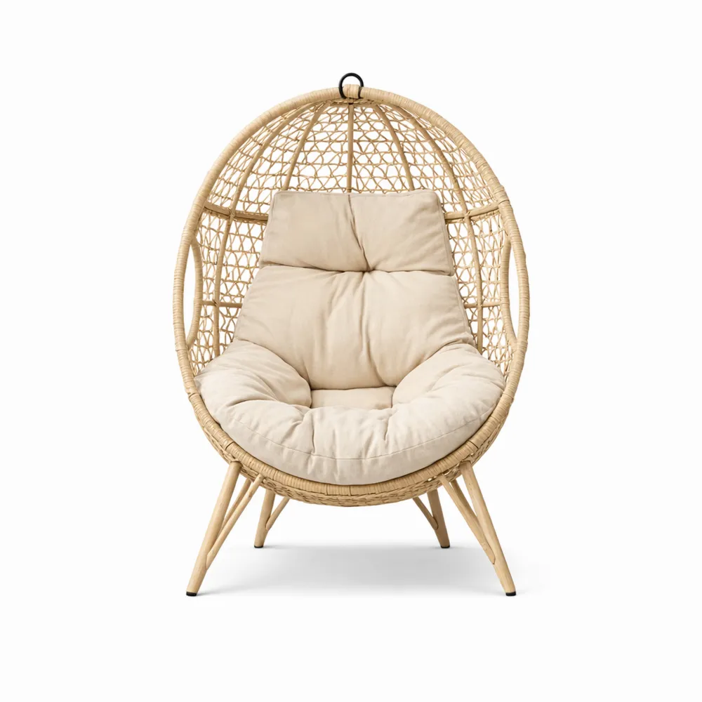 Fauteuil suspendu en résine avec coussin déperlant pour extérieur-Furnispaceco