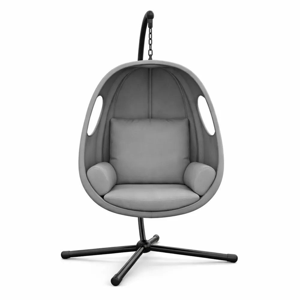 Fauteuil suspendu confortable avec coussin épais et structure en acier-Furnispaceco