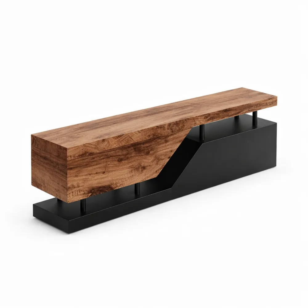 Meuble TV avec LED pour écran jusqu'à 65 pouces, grande capacité de rangement, sans poignée, idéal pour salon ou chambre-Nestcraftly