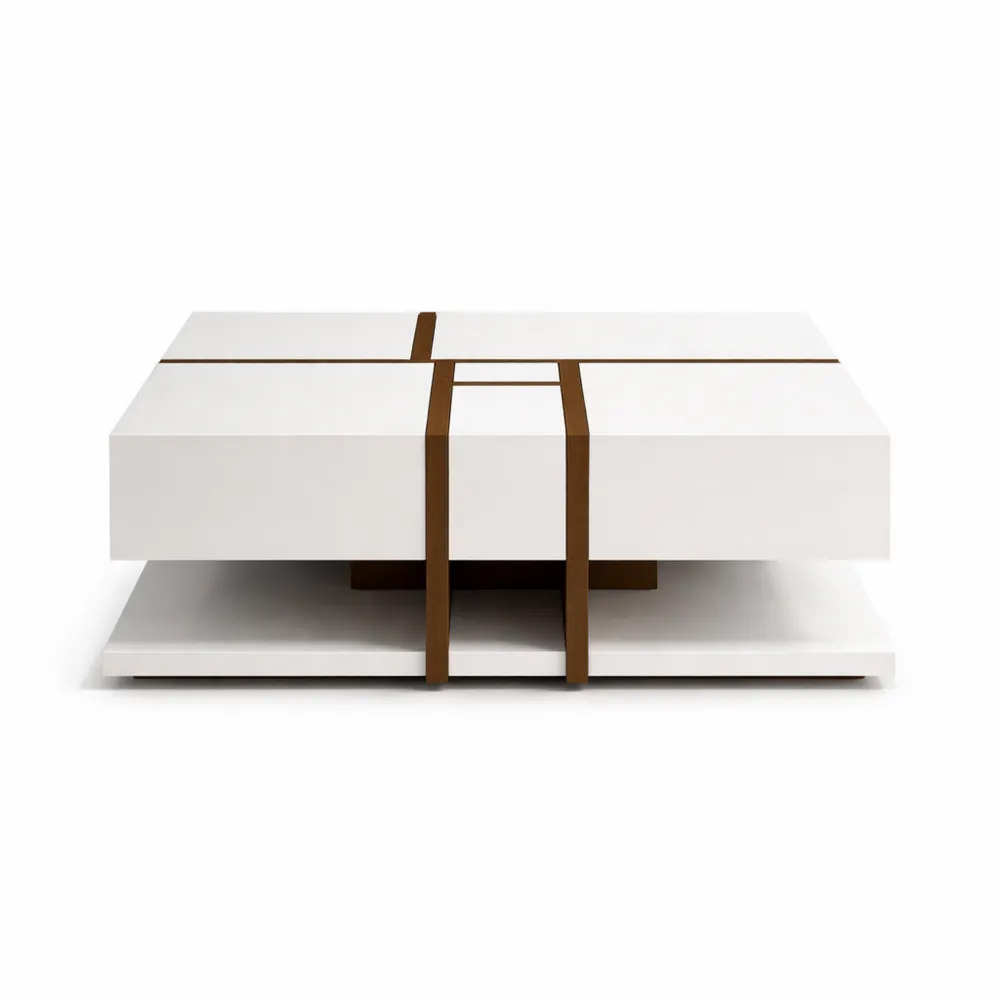 Table basse carrée avec espace de rangement moderne-Nestcraftly