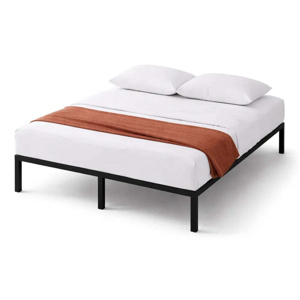 Cadre de lit double en métal avec lattes 140x190 cm-Nestcraftly