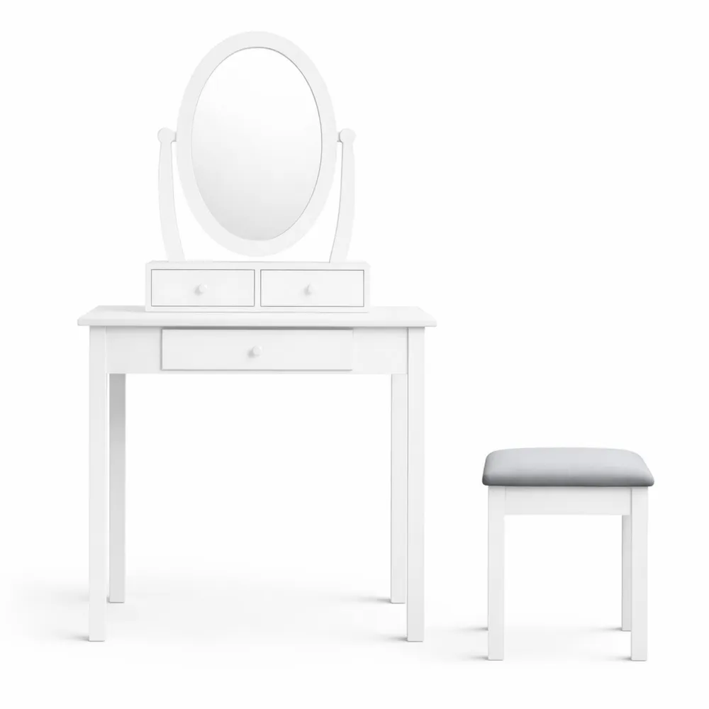 Table de Maquillage avec Miroir et Siège-Nestcraftly