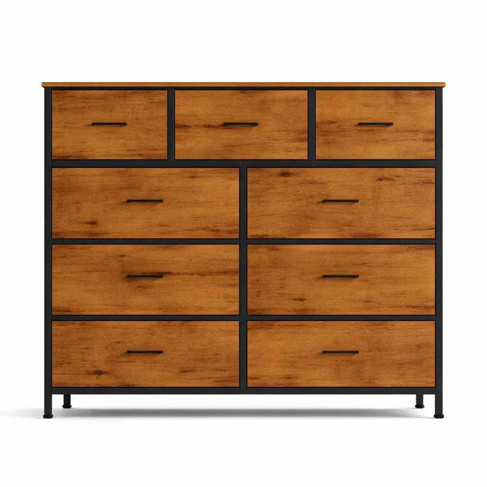Commode industrielle avec 9 tiroirs pour salon et chambre-Nestcraftly
