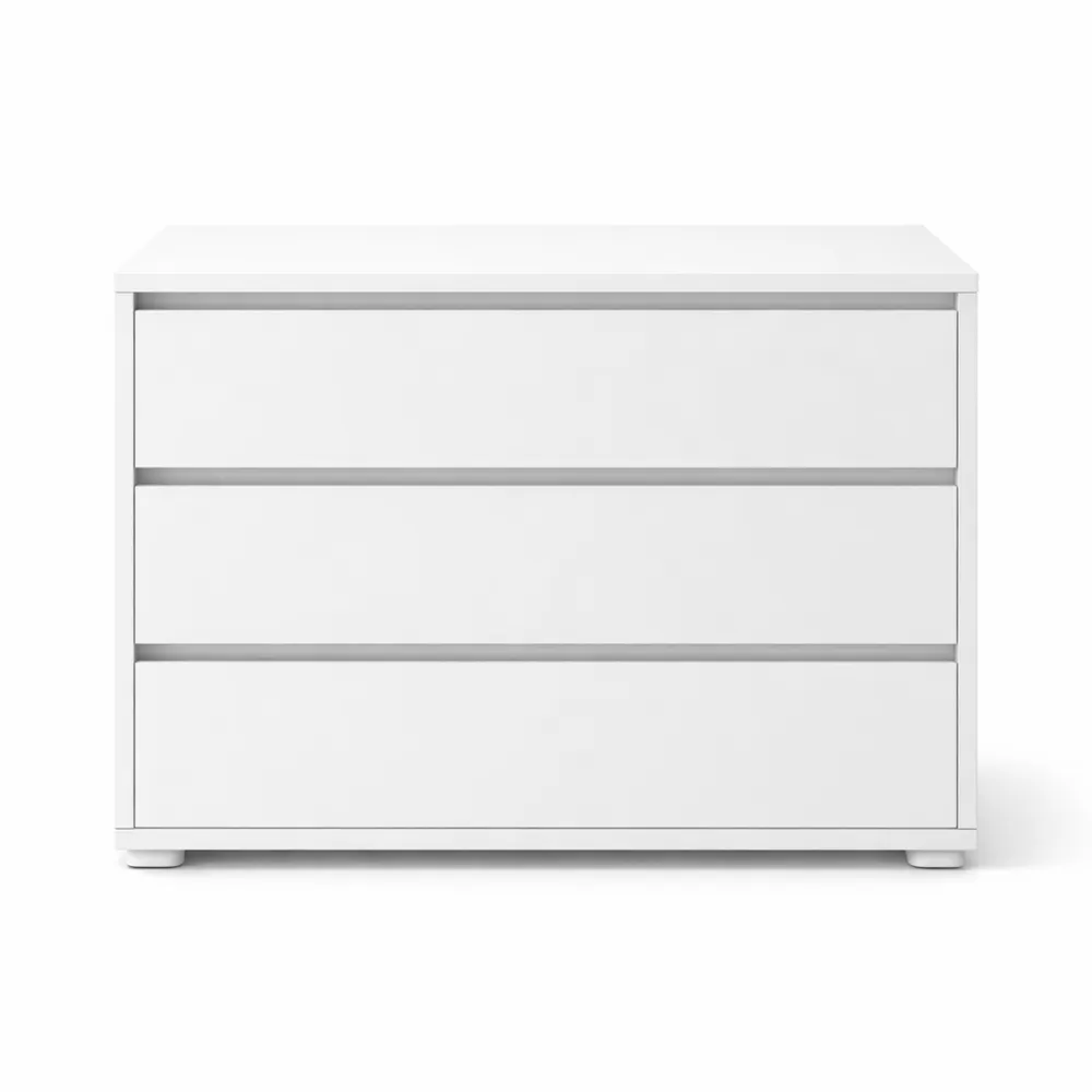 Commode de Rangement 3 Tiroirs Blanc Mat-Nestcraftly