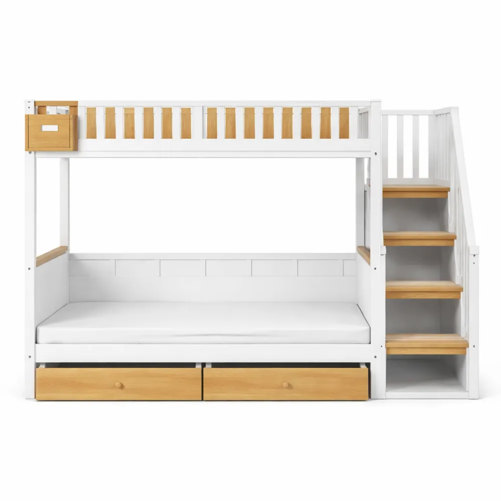 Lit mezzanine enfant avec échelle et cabane de rangement-Woodhavenxco