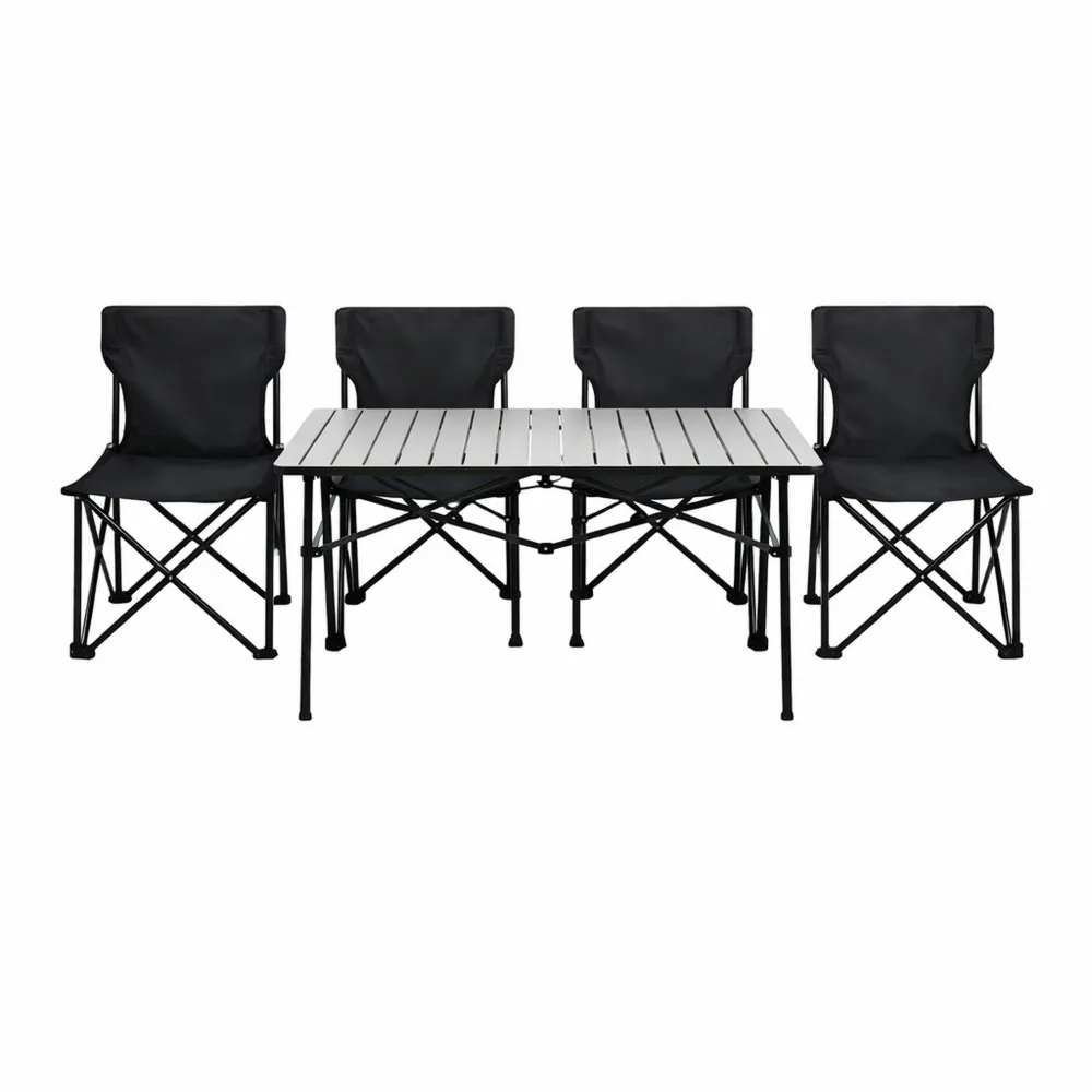 Table de Pique-Nique Pliante avec Chaises, Capacité 75/100 kg, Portable-Woodhavenxco