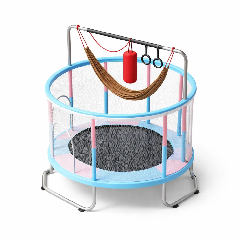 Trampoline pour Enfants 5FT avec Activités Ludiques, Utilisation Intérieure et Extérieure-Woodhavenxco