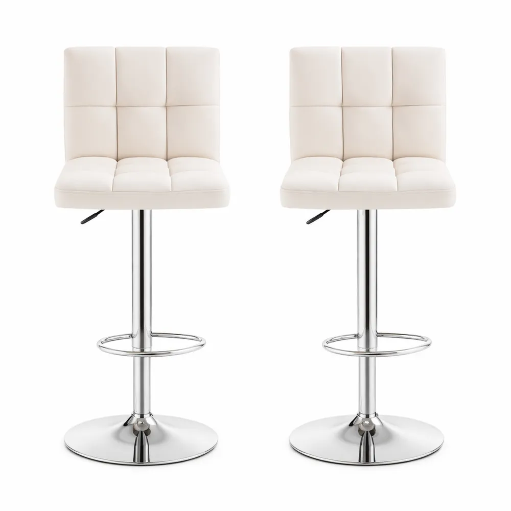 Lot de 2 tabourets de bar en lin avec dossier ajustable-Homecraftedco