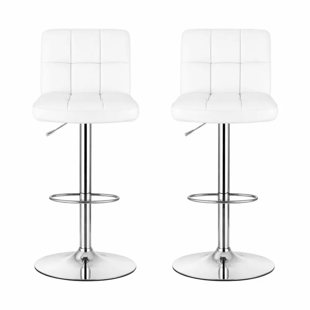 Ensemble de 2 tabourets de bar pivotants réglables avec dossier et repose-pieds-Homecraftedco