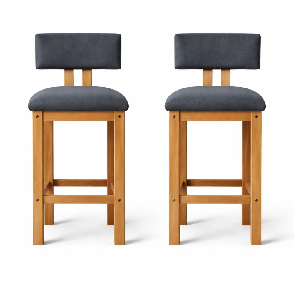 Lot de 2 Chaises de Bar Confortables en Lin avec Coussin-Homecraftedco