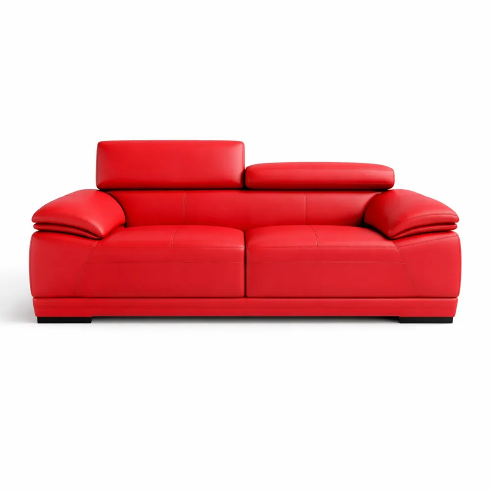Canapé en cuir trois places - Rouge élégant-Homecraftedco