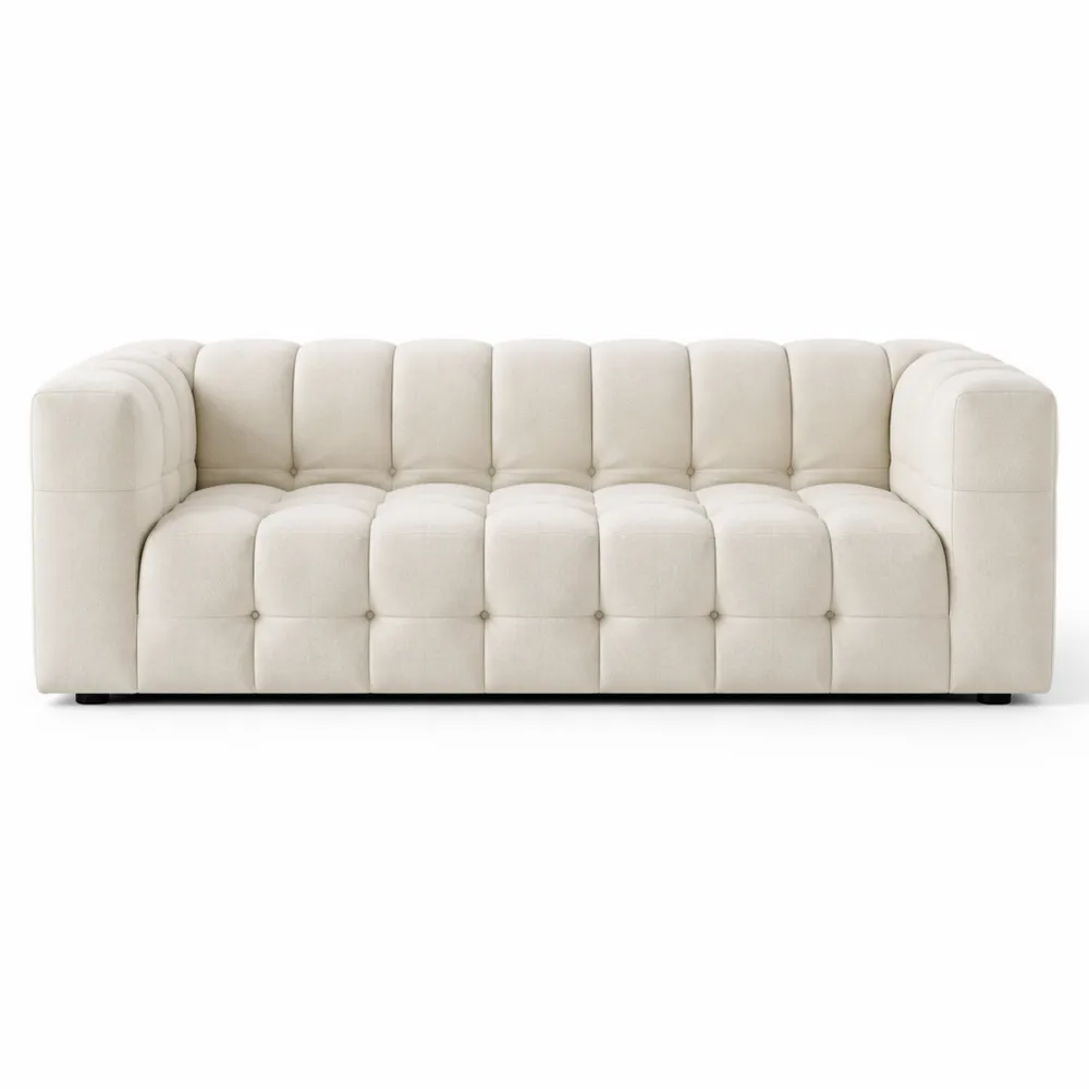 Canapé 3 Places en Tissu Bouclette Ivoire-Homecraftedco