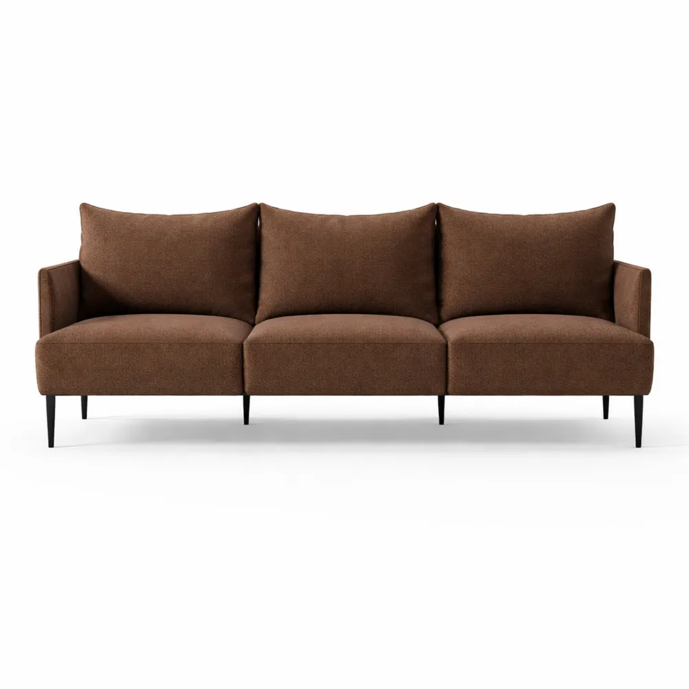 Canapé Tissu 3 Places avec Pieds Métal et Coussin Confort-Homecraftedco