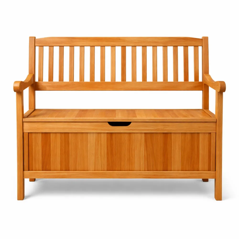 Banc de rangement extérieur multifonction en bois avec grand espace de stockage-Homecraftedco