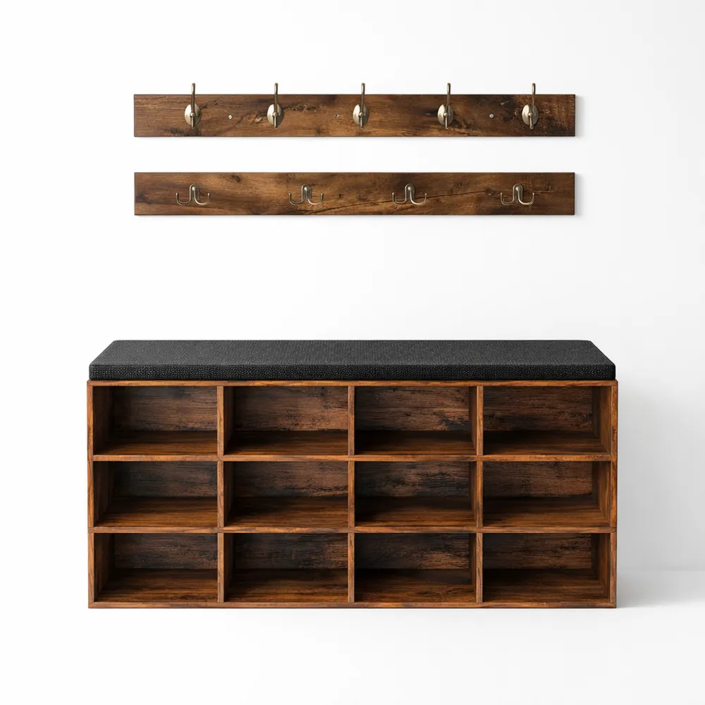 Banc de rangement avec compartiments multiples pour chaussures-Homecraftedco