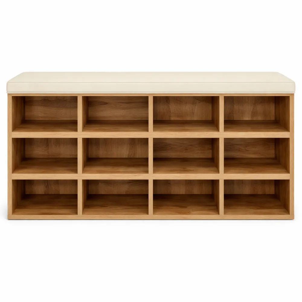 Meuble de Rangement à Chaussures avec Compartiments et Siège-Homecraftedco